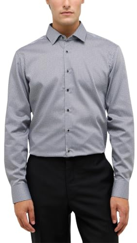 ETERNA Male Hemd Bedruckt Slim FIT 43_H_1/1, 1/1, stahlgrau