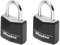 Master Lock 9130EURTBLK Lot de 2 Cadenas à Clé en Aluminium Massif recouvert de Vinyle, noir, 3 x 5,2 x 1,6 cm