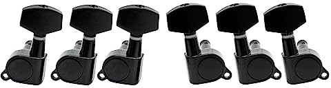 Musiclily 3L3R Geschlossene Gitarren Mechaniken Set, Schwarz Großer Knopf