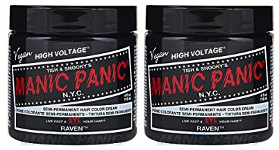 Crema semipermanente para el cabello Manic Panic Raven Classic, vegana, sin crueldad animal, negra, 2 x 118 ml