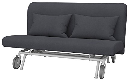 Soferia Sofabezug Kompatibel Mit PS 2er Bettsofa Sofaüberzug Sofaüberwurf Sofaschoner Kunstleder Lederoptik Wasserabweisend Pflegeleicht Antiallergisch Eco Leather Grau Anthrazit