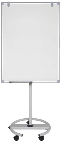 Maul Flipchart MAULpro flip2use 73x101cm | Mobiles Whiteboard mit 5 Fußrollen und Rundfuß | Drehbare Magnettafel mit Blockhalter und Ablageschale für Marker | Hoch- und Querformat | Grau