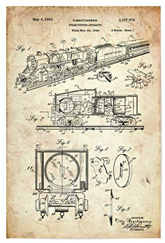 artboxONE Poster 30x20 cm Reise Retro Zug Patent (Antik) hochwertiger Design Kunstdruck - Bild Zug Eisenbahn Entwurf