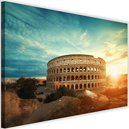Feeby Bild auf Leinwand Colosseum Kunstdruck Modern Rom Stadt Architektur Braun 90x60 cm