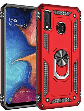 BestST Galaxy A20e Hülle für Samsung Galaxy A20e Schutzhülle 360 Grad Drehbar Ringhalter mit Magnetischer Handyhalter Auto Handy hülle + Displayschutz - Rot