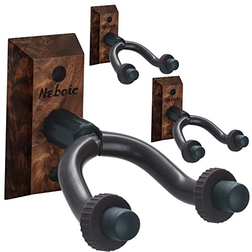 Gitarrenwandhalterung, Neboic Wood Guitar Wall Hanger, Guitar Hook Guitar Accessories for Acoustic Electric Bass Guitar Ukulele Banjo Mandoline 3 Pack
