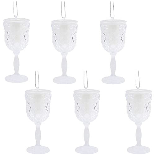 Christmas Concepts® 10cm Glitter Wine Glass Decorations - Luxury Christmas Tree Decorations (Iridescent, Pack of 6)