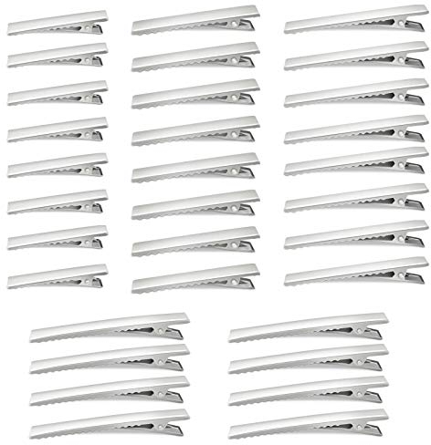 32 fermagli per capelli a coccodrillo in metallo, antiscivolo, accessori fai da te per capelli, 46 mm, 56 mm, 66 mm, 76 mm, per donne e ragazze, argento