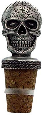 Smartbadge® Sugar Skull Halloween Crafted Pewter Bottle Stopper/Wine Saver + 59mm Button Badge