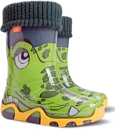 Demar Stivali di gomma per bambini e bambine, caldi, foderati in pile, unisex, Croc, 26/27 EU