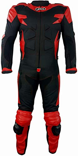 BI ESSE - Traje de MOTO completo de cuero y tela, ideal para carretera, viajes largos, touring, pitbike, completo con joroba certificada y protecciones rígidas (NEGRO ROJO, XL)
