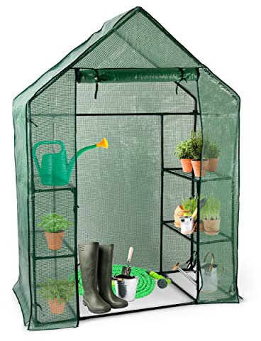 Kinzo Garden Gewächshaus - begehbar - mit Reißverschluss verschließbar - 1430 x 730 x 1950 - Grün