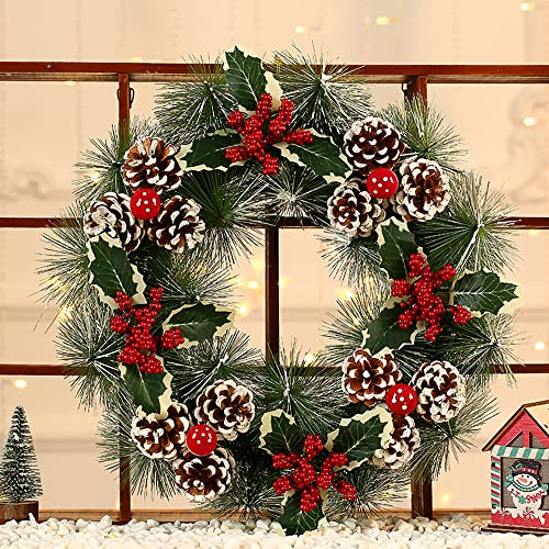 Türkranz Weihnachten Außen Weihnachtskranz für Tür, Kranz Weihnachten Weihnachtskranz Deko Tisch Kranz ​Tannenkranz Künstlich, Weihnachts Türkranz Adventskranz Weihnachtsdeko Modern Aufhängung Haustür