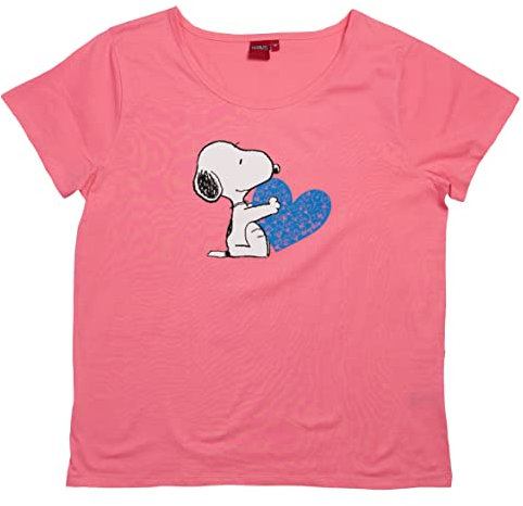 The Peanuts T-Shirt für Damen - Snoopy Shirt Oberteil Frauen Top kurzärmlig Pink (M)