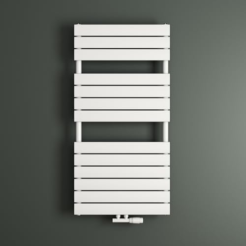 Mai & Mai Radiateur à Eau Chaude Mural Chauffage Central 120x60cm Sèche-Serviettes Blanc en Acier Inoxydable
