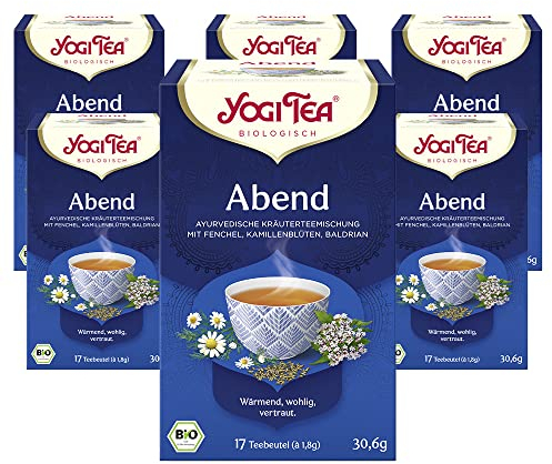 YOGI TEA - Bonne Nuit, Infusion Bio, Tisane Naturellement Sans Caféine, Mélange de Fenouil, Fleurs de Camomille et Houblon, 102 (6x17) Sachets de Thé
