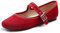 Feversole Women's Soft Breathable Mary Jane Memory Foam Cushioned Comfort Round Toe Metal Buckle Flats Walking Shoes Red Suede Size UK 6.5