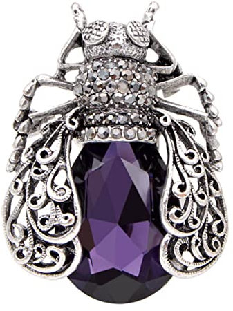 KhuWan 3 Couleurs choisissent des Broches d'insectes en Cristal pour Les Femmes Broches de scarabée de Mode Vintage Broche de Style Creux de Haute qualité