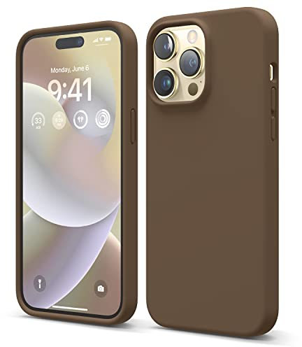 elago Liquid Silicone Case Compatible with iPhone 14 Pro Max Case (6.7), Premium Silicone, Full Body Protection - 4 Layer Shockproof Phone Cover, Anti-Scratch Soft Microfiber Lining (Brown)