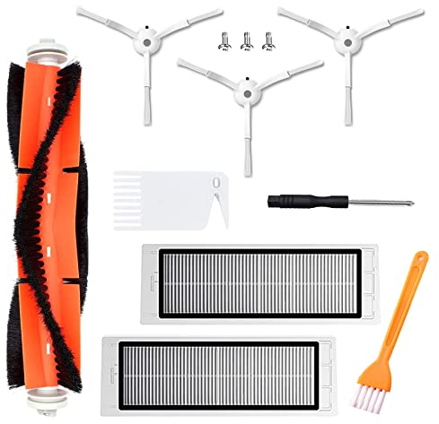 Repuesto de Accesorios Kit para Aspiradora Xiaomi Roborock S50 S51 S55 S5 S60 S65 S6, S5 MAX S6 MAX S6 Pure S6 MaxV, Cepillo Principal, Filtros, Cepillos Laterales de 3 Brazos con Cerdas de Nailon