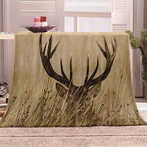 Kuscheldecke 140x200 Elch, 3D Gedruckte Flanell Fleecedecke Tier Hirsch Weiche und Warme Wohndecke, Decke als Sofadecke, Tagesdecke Wolldecke für Kinder Erwachsene