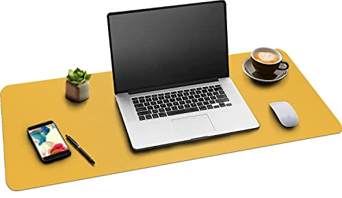 Leder-Schreibtischunterlage,wasserdichte Schreibtischunterlage für Schreibtisch, Schreibtischunterlage für Tastatur und Maus, Leder-Mauspad-Schutz für Büro und Zuhause, 76 * 36.5cm(M Yellow)