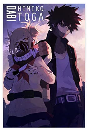 My Hero Academia Anime Poster Dabi und Toga Leinwandposter Schlafzimmer Dekor Sport Landschaft Büro Zimmer Dekor Geschenk Rahmen Stil 30 x 45 cm
