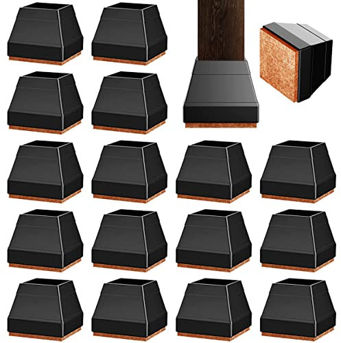 HONGECB 16 Pièces Chaise Carrés en Silicone,Pied De Chaise, Embouts De Pieds, Patin Chaise, Chaise Casquettes De Silicone De Rectangle Tampons Mobilier Table Couvre Protège, Noir/18-21mm