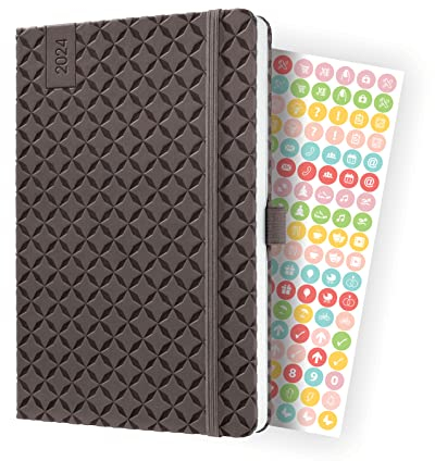 SIGEL J4123 Wochenkalender Jolie 2024, ca. A5, braun, Hardcover, Gummiband, Stiftschlaufe, Einstecktasche, 174 Seiten, aus nachhaltigem Papier, Terminplaner