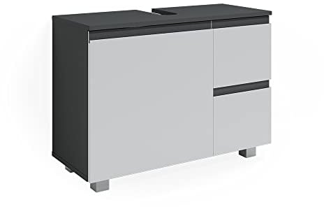 Vicco Meuble sous Vasque Simple J-Shape, Blanc/Anthracite, 80 x 60.8 cm
