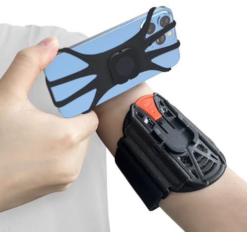 Wristband Phone Holder for Running,Phone Wrist Strap 360° Rotation & Detachable - Compatible with iPhone 16/15/13/XR, for Samsung and More - Fits 4''-6.5'' Phones - for Walking(S)