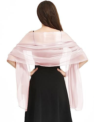heekpek Schal Damen Elegant Stola Damen Festlich Leicht Transparenter Glitzer Tücher und Wickel für Damen Premium Polyester Seidenschal Damen Ganzjährig, Rosa