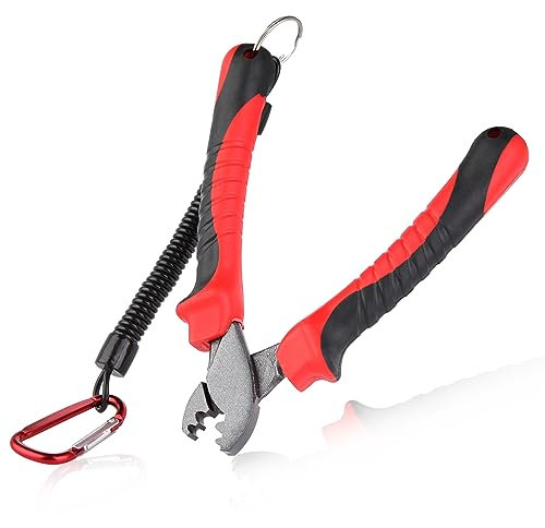 LEONTOOL Fishing Pliers for Single-Barrel Sleeves - Crimping Tool with Lanyard for Saltwater Fishing Gear