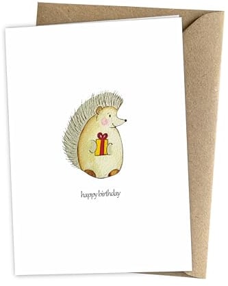 Herzfunkeln® Geburtstagskarte mit süßem Igel für Mann und Frau in DIN A6 - Happy Birthday - Umschlag aus Recyclingpapier - Glückwunschkarte & Happy Birthday Karte - Made in Germany