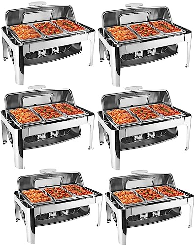 KUMIAO Set professionale di scaldavivande da 8 litri, padella, coperchio e supporto per carburante, per catering, buffet e scaldavivande