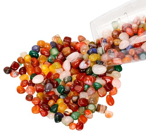 CUNQN Ciottoli naturali lucidati di colori misti, 0,5 kg, pietra decorativa in vetro, ghiaia per paesaggistica, riempitivi, piante grasse, acquari