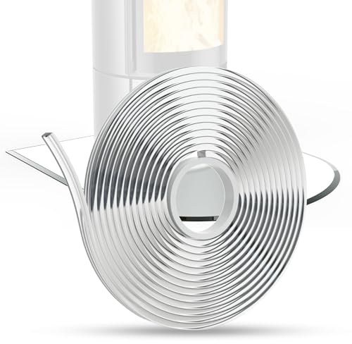 BIJON Flex Silikon-Dichtlippe Schmutzlippe für Kaminplatte, Glasbodenplatte, Ofenplatte, Bodenplatte, Kaminofenplatte - Kaminofen Dichtung Selbstklebend - Länge 6,0m