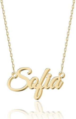 UMAGICBOX Collana con nome personalizzata, 14 caratteri tra cui scegliere, ciondolo personalizzabile in acciaio inossidabile placcato oro 18 carati e argento sterling | Regalo indimenticabile per te,