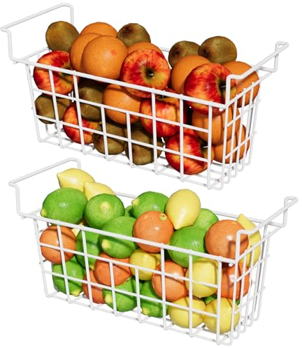 DPZM 17.5 inch 2Packs Chest Freezer Organizer Bins, Deep Freezer Basket with Hanging Handles, Freezer Baskets, Fridge Organizer bins, Metal Wire Storage Baskets