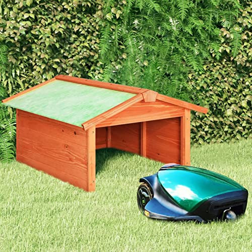 CIADAZ Roboter-Rasenmäher Garage, Mähroboter Garage, Rasenroboter Garage, Carport Bausatz, Rasenmäher Garage, 72x87x50 cm Massivholz Tanne