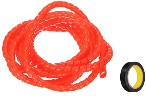 sourcing map Spiral Cable Wrap 9.8ft/3.0M 8mm Cable Management Sleeve PP Insulation Cord Organizer for Computer Wire Power Cable Gas Pipe Red with Tape