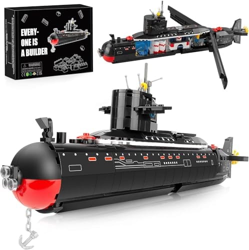 Finger Rock Submarine Atom-U-Boot-Bausätze Klemmbausteine Set, 519 Teile 39cm Lang Atom Submarine Modellbausatz, Militär Schiff City Militär-U-Boot-Spielzeug Geschenk ab Erwachsene und Jugendliche 8+