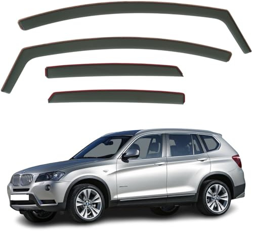 Set mit 4 Windabweisern, kompatibel mit BMW X3 Serie F25 5-Türer SUV 2010 2011 2012 2013 2014 2015 2016 2017 Modelle.
