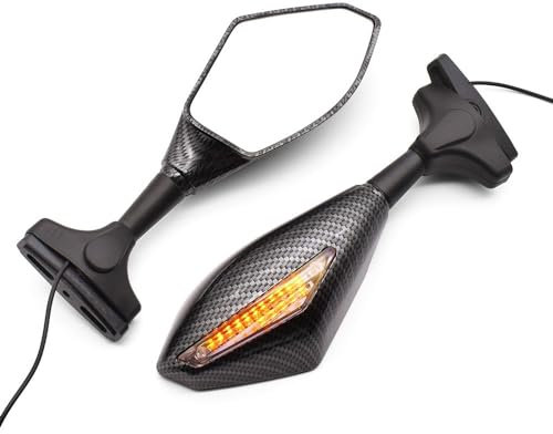 SCUUBE Für Yama&ha XSR 700 900 TDM 900 MT 01 03 25 YBR 125 YZF R15 Universal Motorrad Seitenspiegel Mit Blinker Integrierte Spiegel Spiegel universal (Farbe : Schwarz 1)