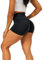 HAWILAND Kurz Leggings Damen - Scrunch Butt Sportshorts Booty Push Up Shorts High Waist Figurformend Hotpants für Gym Fitness Workout #1 Biberschwarz L