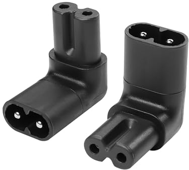 YACSEJAO IEC320 C7 zu C8 Rechtwinkliger Adapter 2PCS 250V 2.5A Abbildung 8 IEC 320 C7 zu C8 90 Grad Vertikaler AC Konverter für Laptops Drucker Scanner (unterer Winkel)
