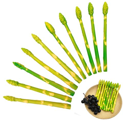 LIANCHEN 10 Pcs Künstliche Spargel Gefälschte Gemüse Dekor Küche Künstlicher Spargel Modell Lebensechtes Grün Gemüse Künstliches Gemüse Deko für Küchendekoration, Display, Fotografie-Requisiten