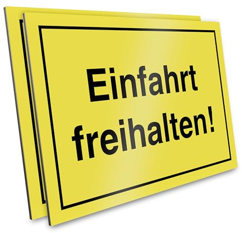 PRIMUS-PRINT – Einfahrt Freihalten Schild – Warnschild für klare Zufahrtswege – Robuster Aluminium Verbund 4mm oder Hartschaum 5mm – 20x30 cm – Witterungsbeständig, UV-geschützt – 2er Set