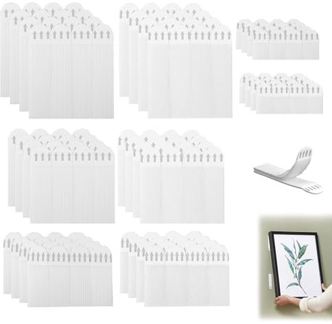 96PCS Strisce Appendiquadri Adesive(48 Paia), Pad Biadesivo Striscia di Montaggio Senza Chiodi, Rimovibili Strisce Di Ricambio per Quadri Cornici, Decorazioni Natalizie e Poster (Bianche)