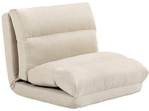 HOMCOM 3 in 1 Schlafsessel klappbar Schlafsofa mit Bettfunktion Leinenoptik, umwandelbar Gästebett Gepolstert Klappsessel Klappmatratze Bodensessel für Wohnzimmer Schlafzimmer Beige